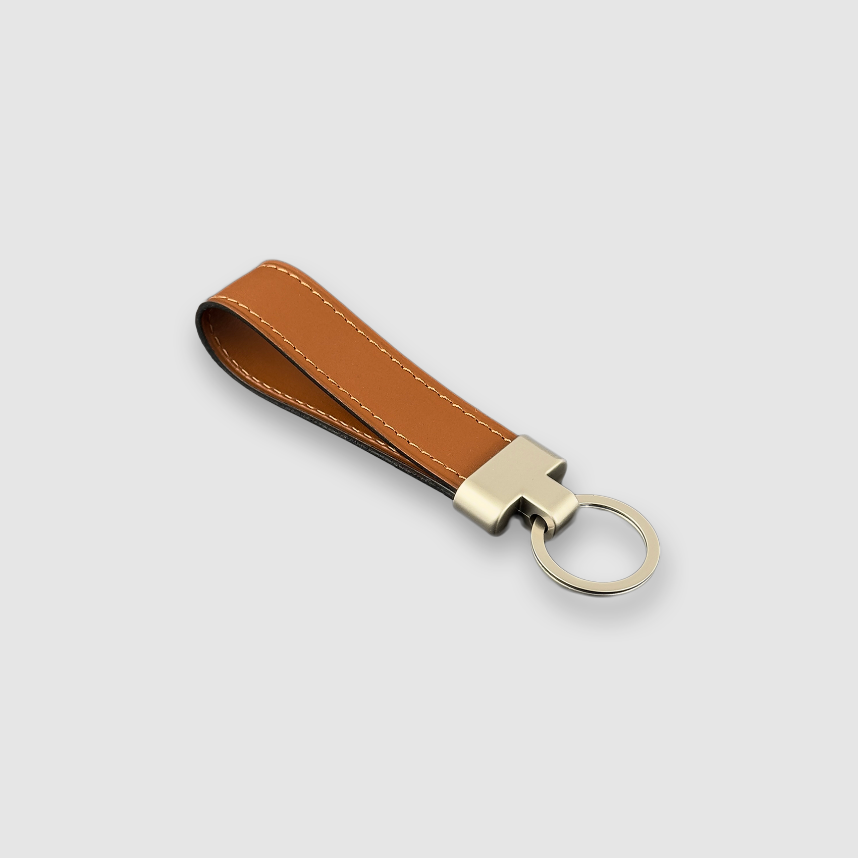 Large key ring fauve baranil calf leather lying